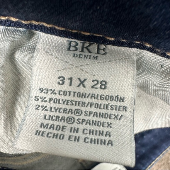 BKE 31 X 28 Billie Slim High Rise Crop Straight Dark Wash Raw Hem Stretch Jeans - Picture 8 of 9